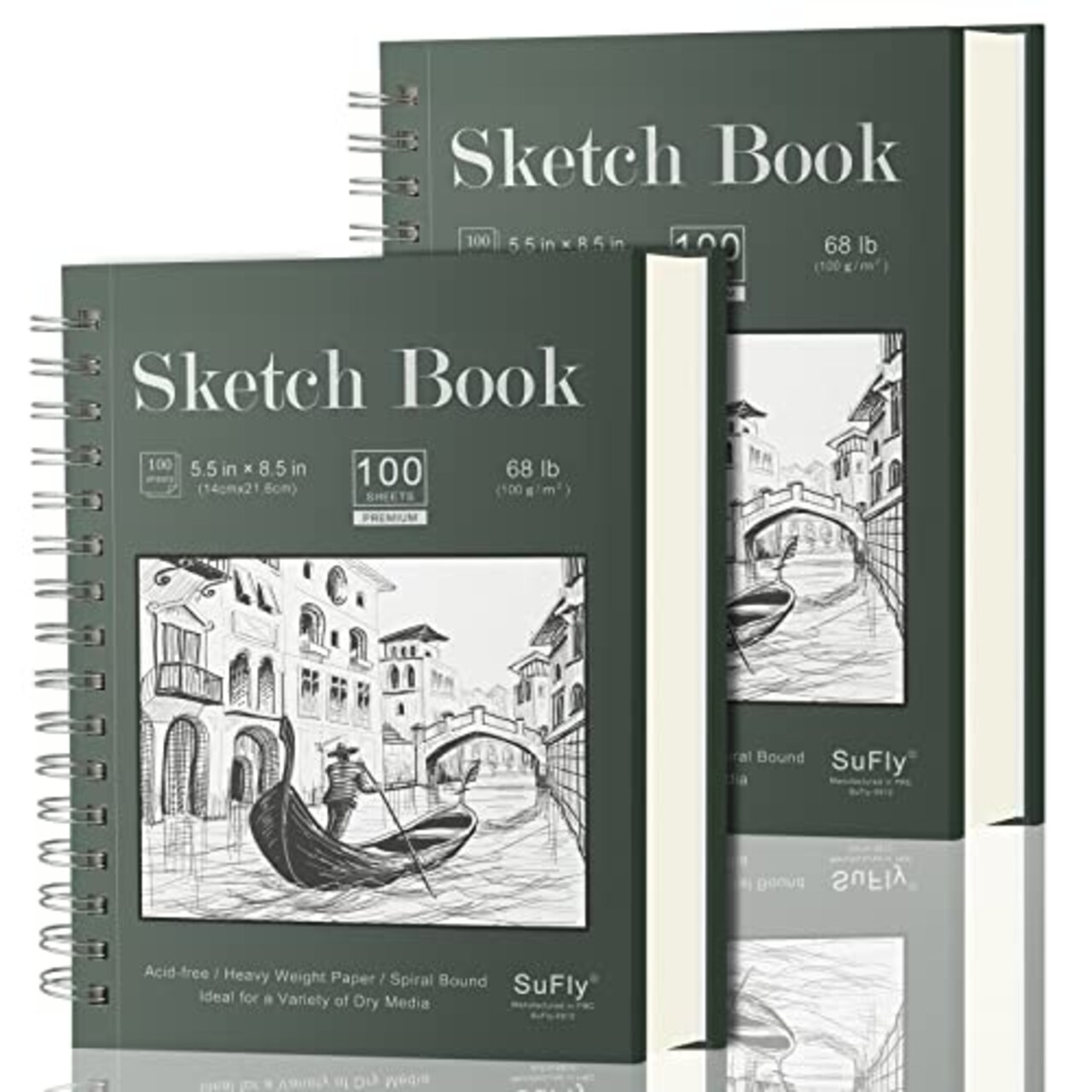 Sketch Book 5.5 X 8.5 - Spiral Sketchbook Pack of 2, SuFly 200 Sheets (68  lb/100gsm) Acid Free Sketch Pads for Drawing for Adults Spiral-Bound with  Hard Cover for Kids, 100 Sheets Each